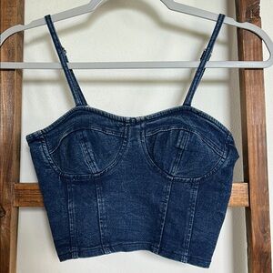 Rebellion Dark Denim Crop Top